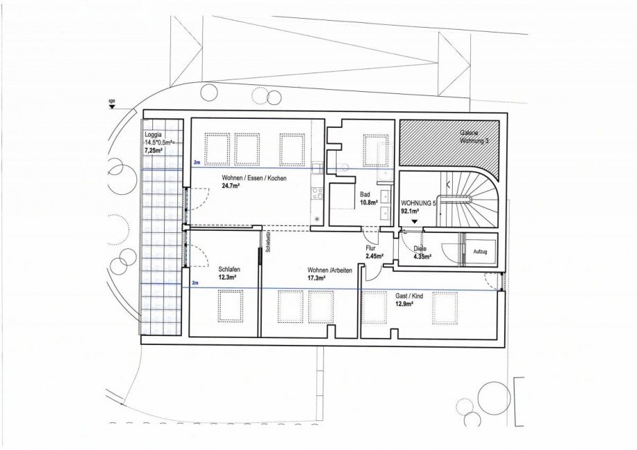 Grundriss Penthousewohnung Murnau am Staffelsee