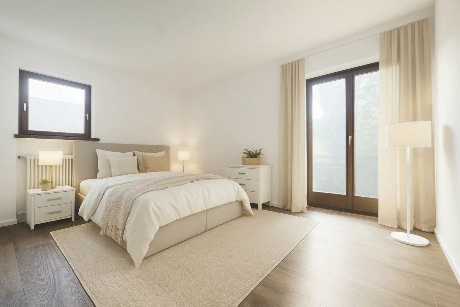Schlafzimmer virtuell eingerichtet Etagenwohnung Garmisch-Partenkirchen